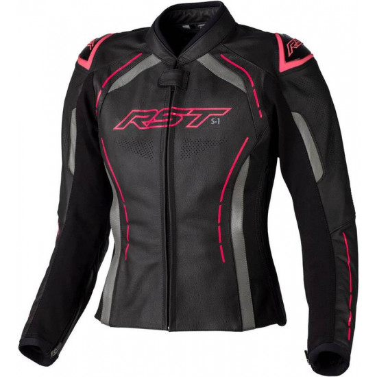 Veste femme RST S1 CE cuir - noir/rose fluo taille XS