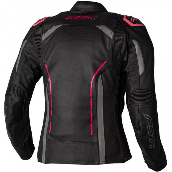 Veste femme RST S1 CE cuir - noir/rose fluo taille S