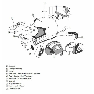 Coiffe ARAI Penta Pro 7mm taille S casque off road