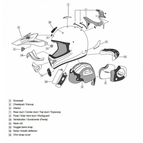 Coiffe ARAI Penta Pro 7mm taille L casque off road