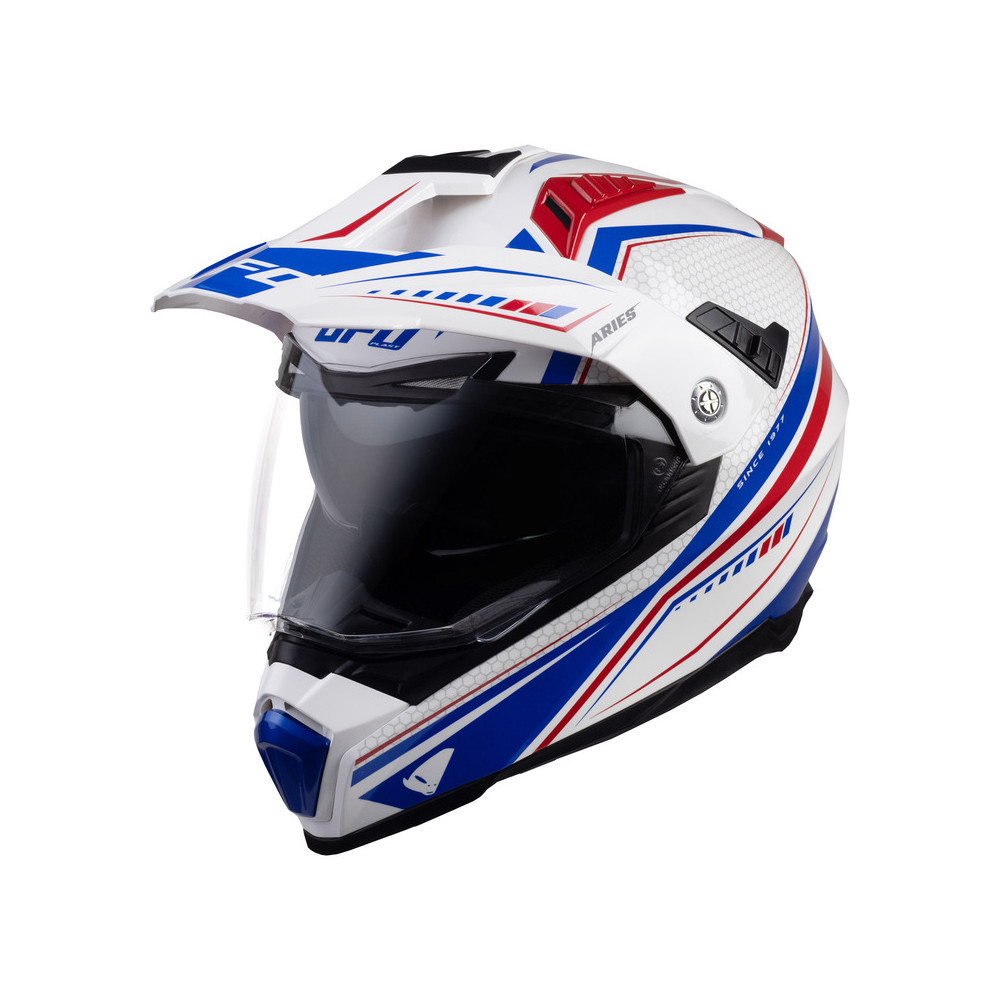 Casque UFO Aries - blanc/bleu/rouge