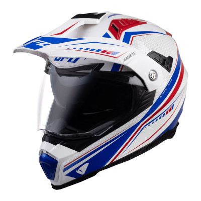 Casque UFO Aries - blanc/bleu/rouge