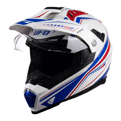 Casque UFO Aries - blanc/bleu/rouge