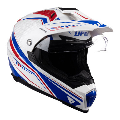 Casque UFO Aries - blanc/bleu/rouge