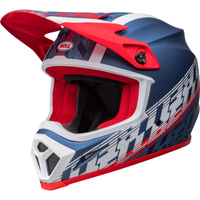 Casque BELL MX-9 Mips Offset - Mat Metallic Bleu/Blanc