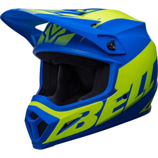 Casque BELL MX-9 Mips Disrupt - Mat Classic Bleu/Jaune Hi-Viz