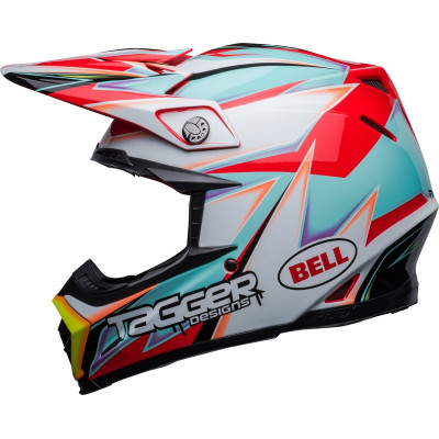 Casque BELL Moto-9s Flex Tagger Edge - Blanc/Aqua