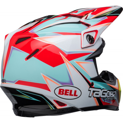 Casque BELL Moto-9s Flex Tagger Edge - Blanc/Aqua