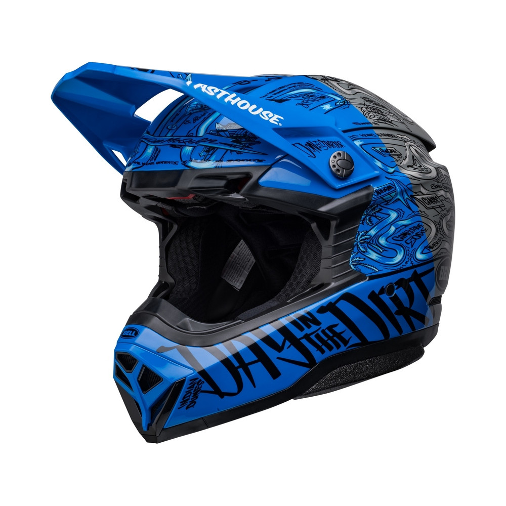 Casque BELL Moto-10 Spherical Fasthouse DID - Mat/Brillant Bleu/Gris