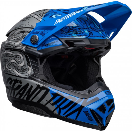 Casque BELL Moto-10 Spherical Fasthouse DID - Mat/Brillant Bleu/Gris