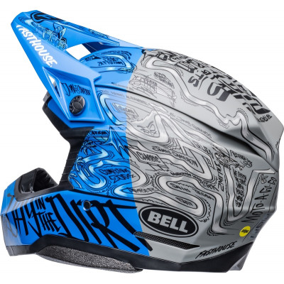 Casque BELL Moto-10 Spherical Fasthouse DID - Mat/Brillant Bleu/Gris