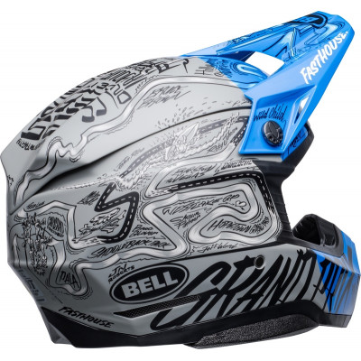 Casque BELL Moto-10 Spherical Fasthouse DID - Mat/Brillant Bleu/Gris