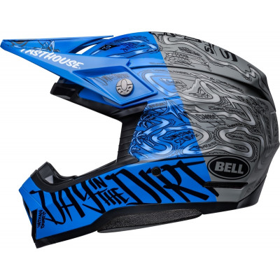 Casque BELL Moto-10 Spherical Fasthouse DID - Mat/Brillant Bleu/Gris