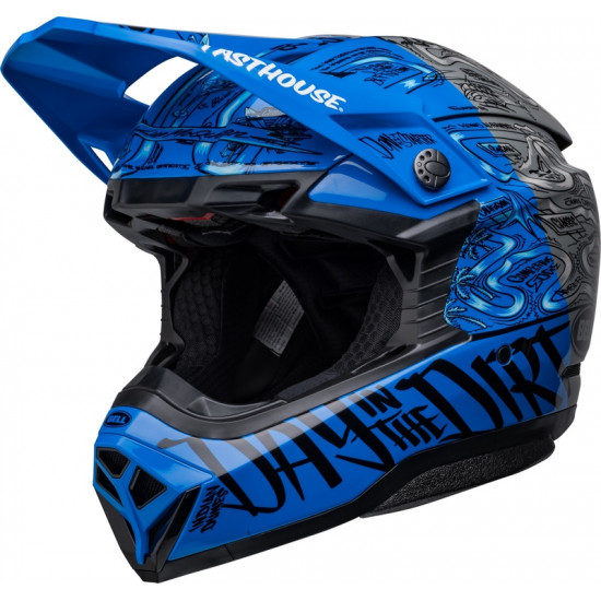 Casque BELL Moto-10 Spherical Fasthouse DID - Mat/Brillant Bleu/Gris