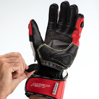 Gants RST Tractech Evo 4 cuir rouge/blanc/noir taille S