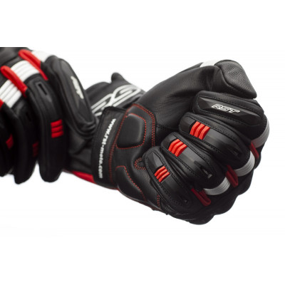 Gants RST Pilot CE cuir - noir/rouge/blanc taille 2XL