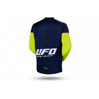 Maillot motocross enfant UFO Kimura bleu/jaune fluo taille 3XS