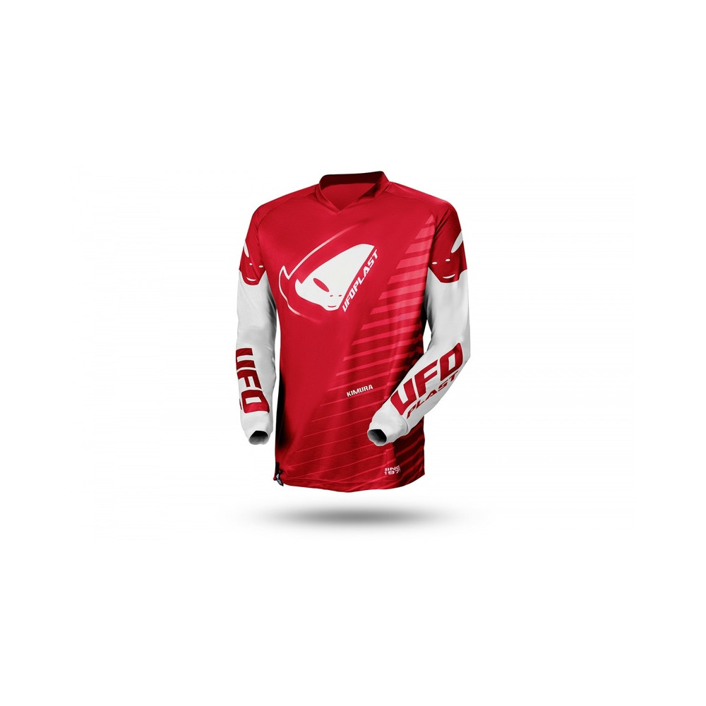 Maillot motocross enfant UFO Kimura blanc/rouge taille 2XS