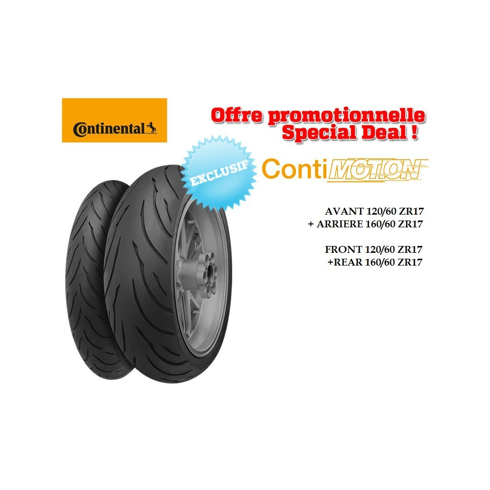 Train de pneus Sport-Touring CONTINENTAL ContiMotion (120/60 ZR 17 + 160/60 ZR 17)