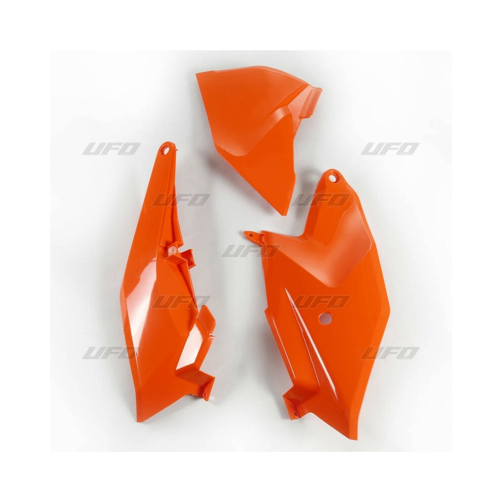 Plaques latérales + cache boîte à air UFO orange KTM SX85