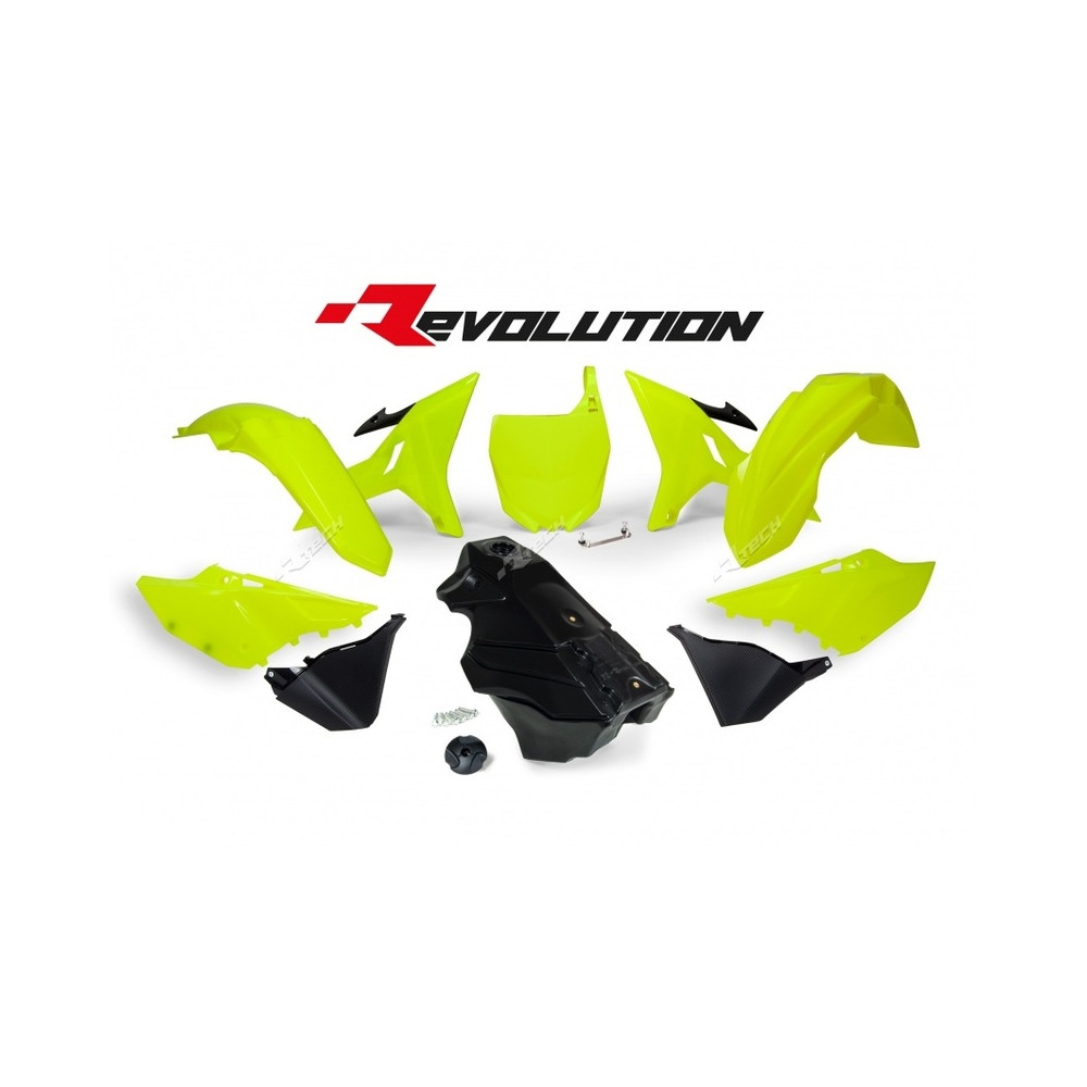 Kit plastique RACETECH Revolution + réservoir jaune fluo/noir Yamaha YZ125/250