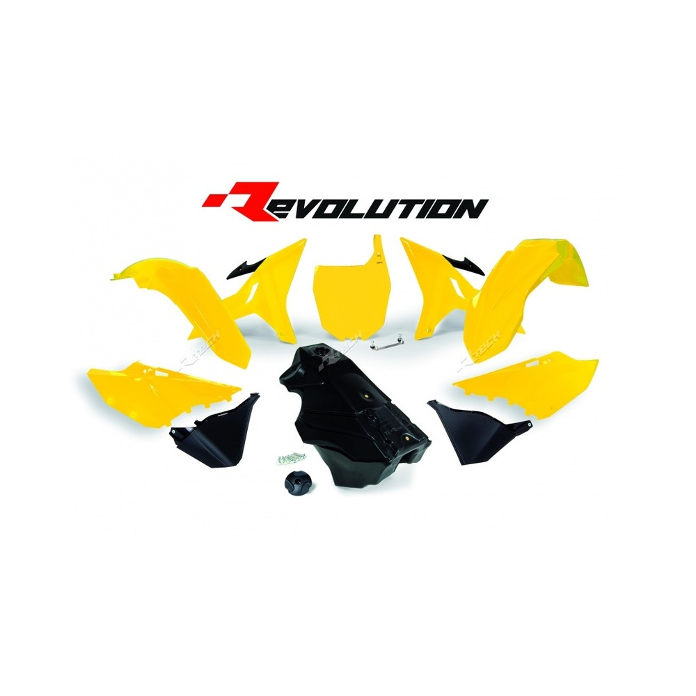 Kit plastique RACETECH Revolution + réservoir jaune/noir Yamaha YZ125/250