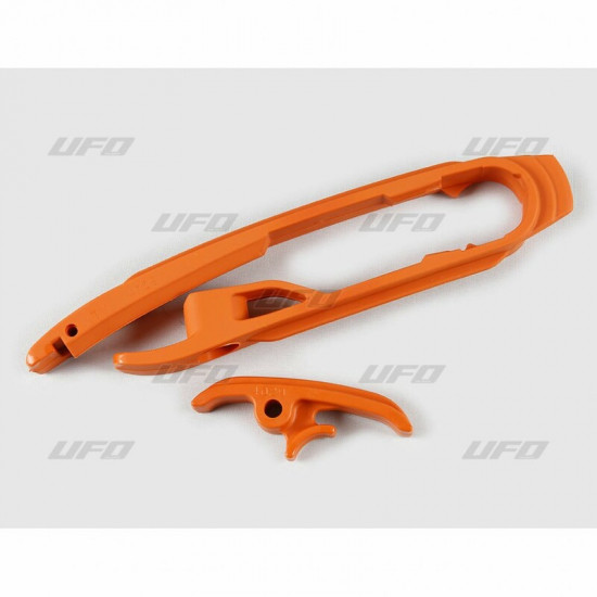 Kit patin de bras oscillant + patin de chaîne inférieur UFO orange  KTM