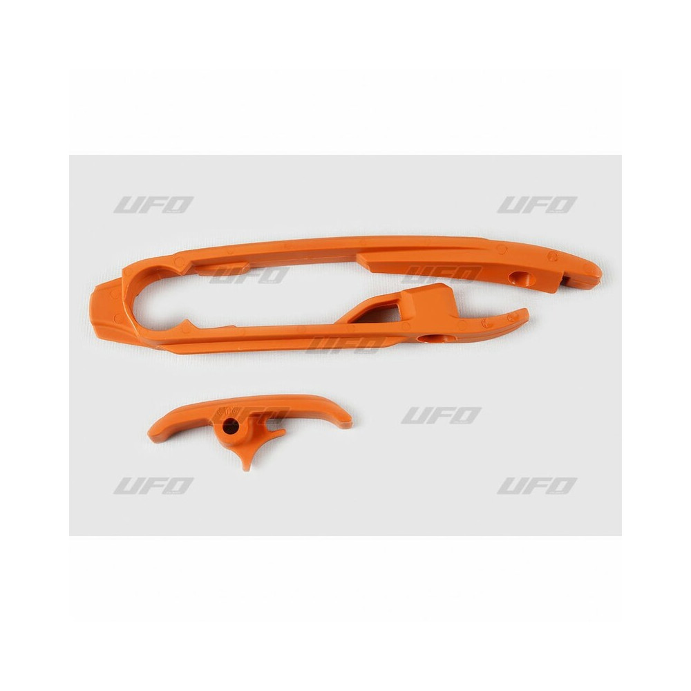 Kit patin de bras oscillant + patin de chaîne inférieur UFO orange KTM