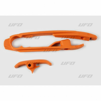 Kit patin de bras oscillant + patin de chaîne inférieur UFO orange KTM