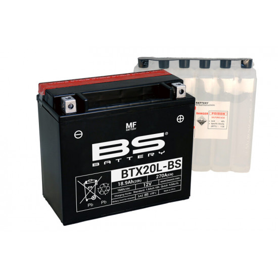 Batterie BS BATTERY Sans entretien avec pack acide - BTX20L