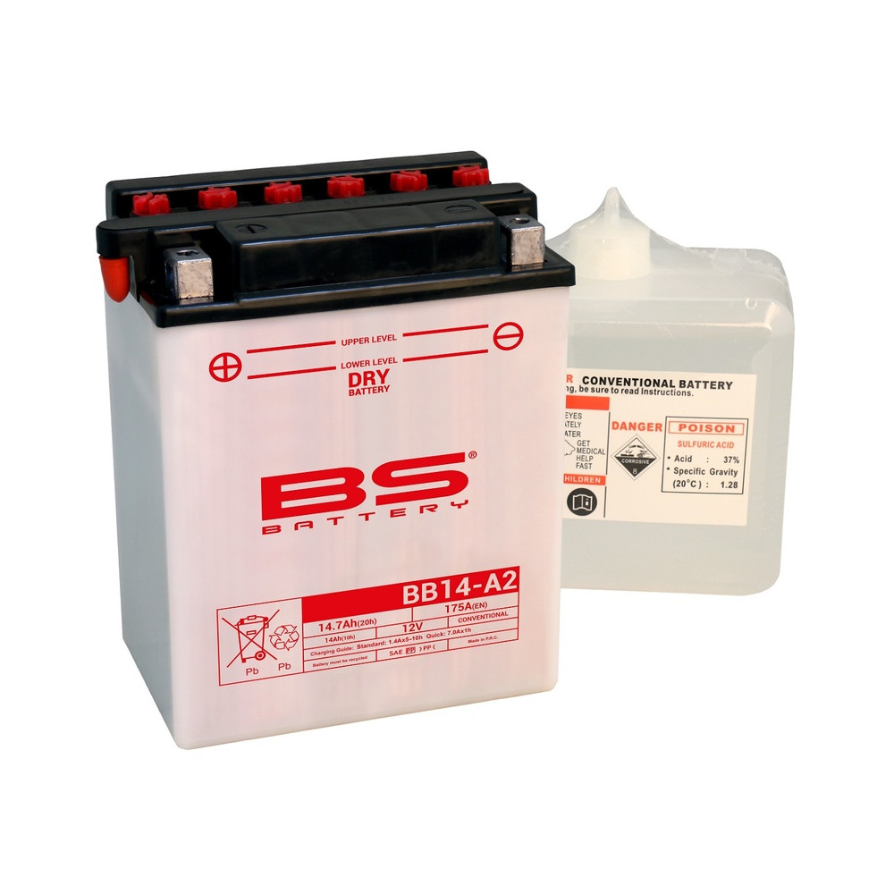 Batterie BS BATTERY Haute-performance avec pack acide - BB14A-A2