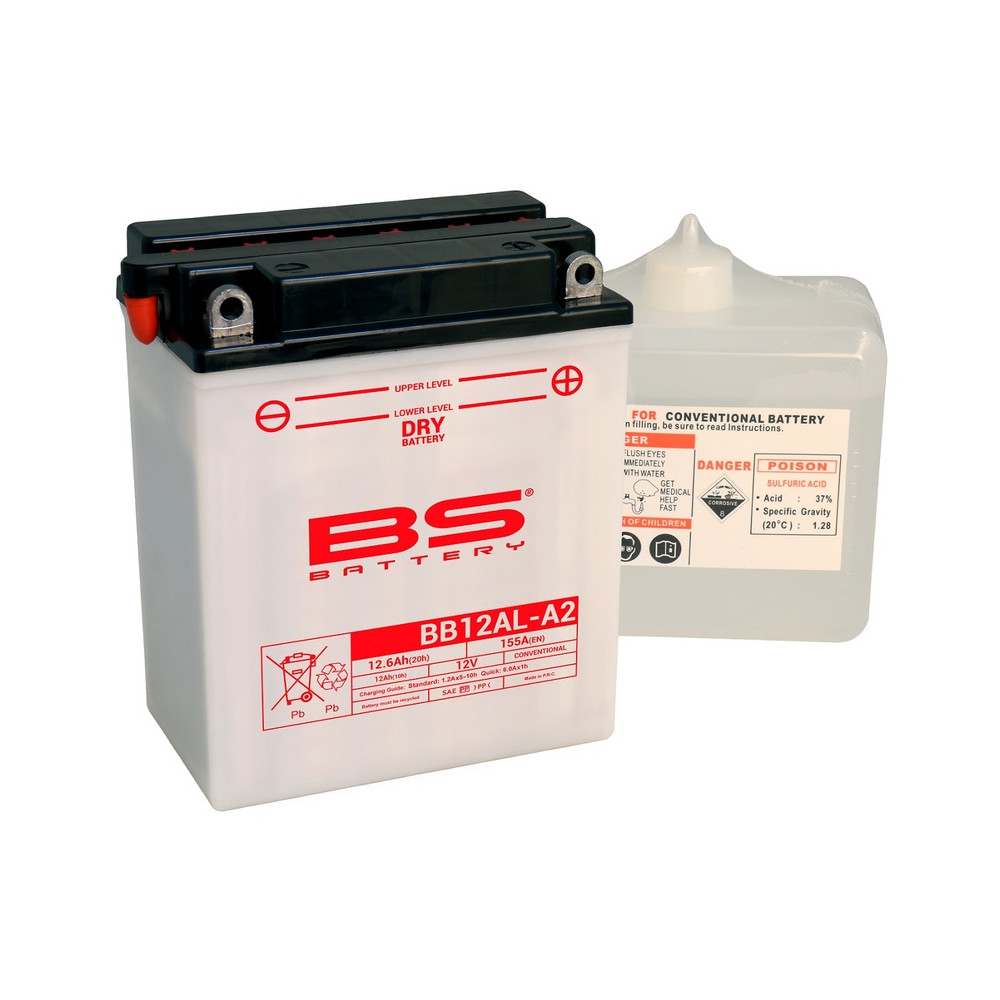 Batterie BS BATTERY Haute-performance avec pack acide - BB12AL-A2