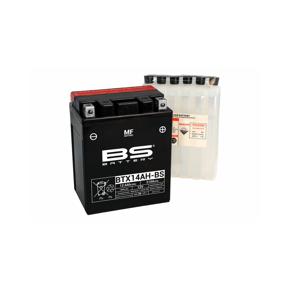 Batterie BS BATTERY Sans entretien avec pack acide - BTX14AH