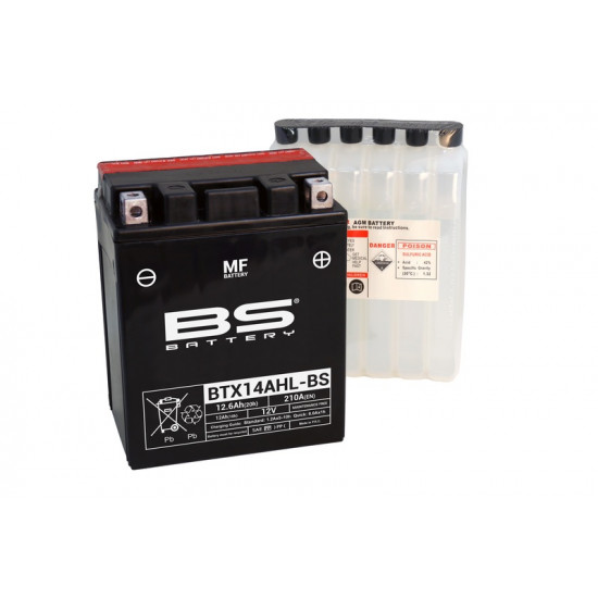 Batterie BS BATTERY Sans entretien avec pack acide - BTX14AHL