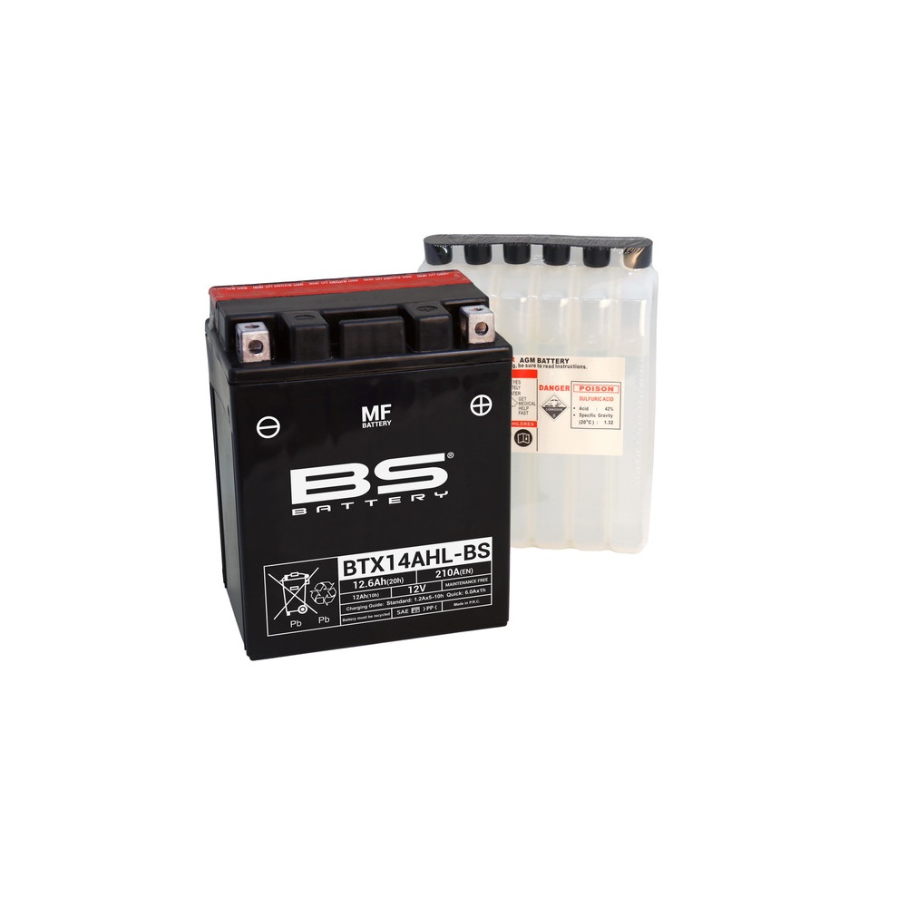 Batterie BS BATTERY Sans entretien avec pack acide - BTX14AHL