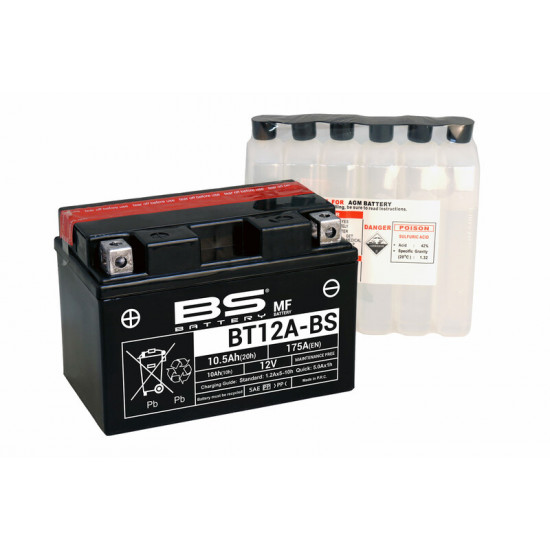 Batterie BS BATTERY Sans entretien avec pack acide - BT12A