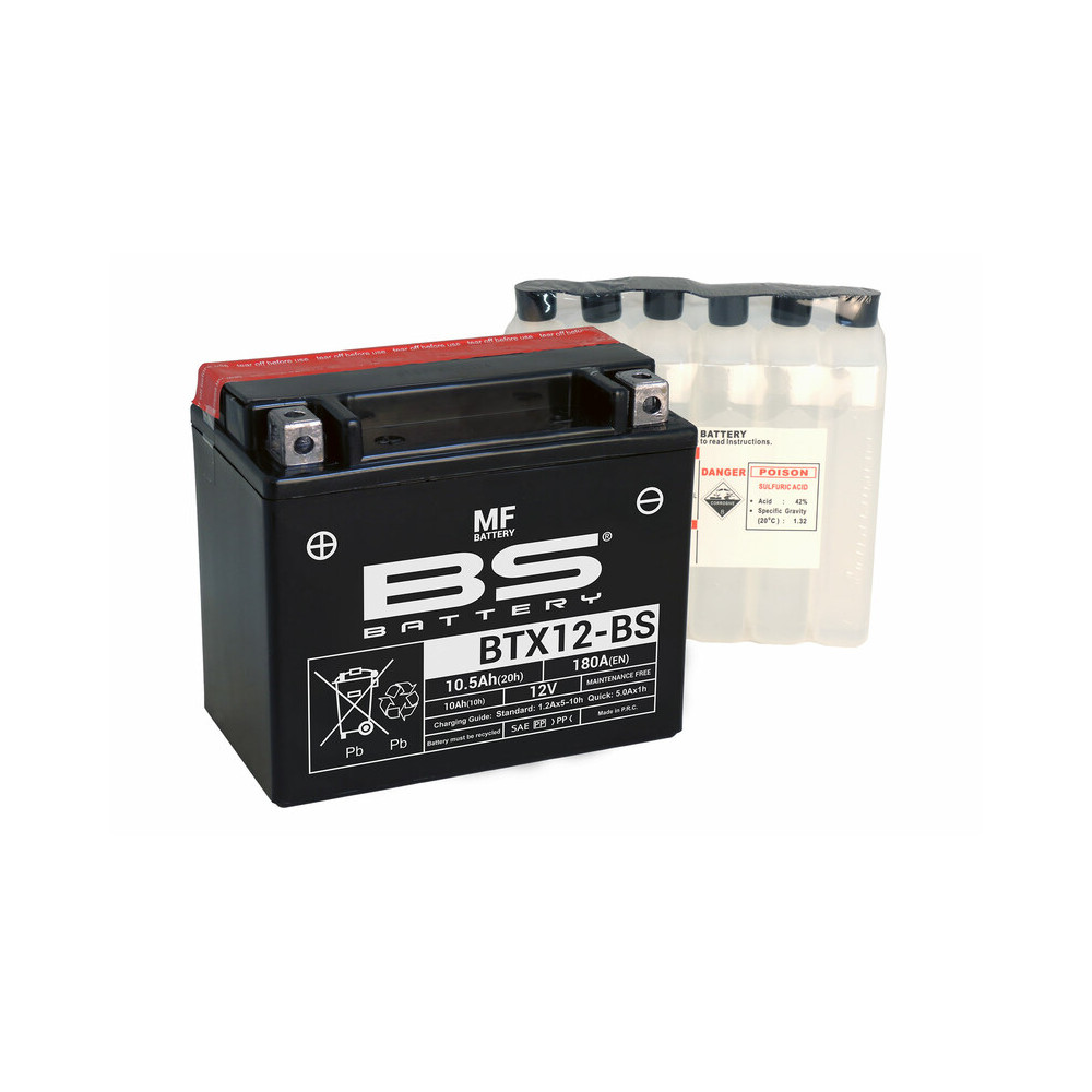 Batterie BS BATTERY Sans entretien avec pack acide - BTX12