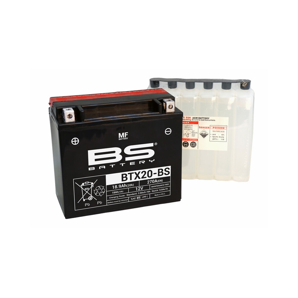 Batterie BS BATTERY Sans entretien avec pack acide - BTX20