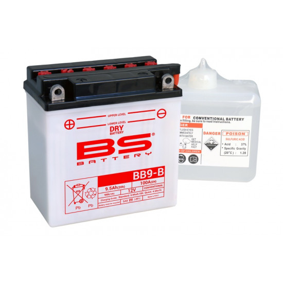 Batterie BS BATTERY Haute-performance avec pack acide - BB9-B