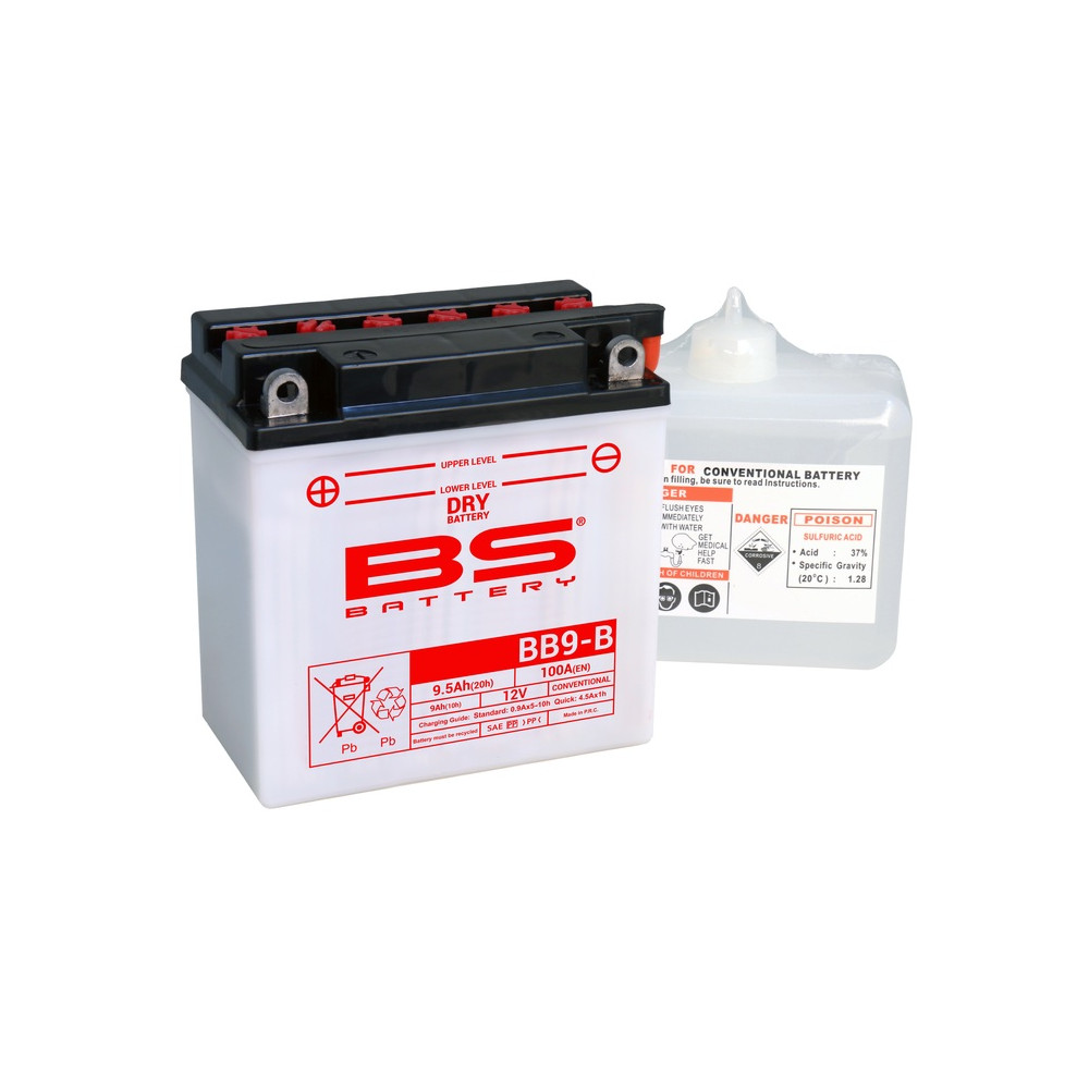 Batterie BS BATTERY Haute-performance avec pack acide - BB9-B