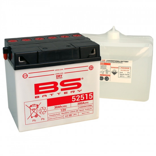 Batterie BS BATTERY conventionnelle avec pack acide - 52515 (B60N30L-A)