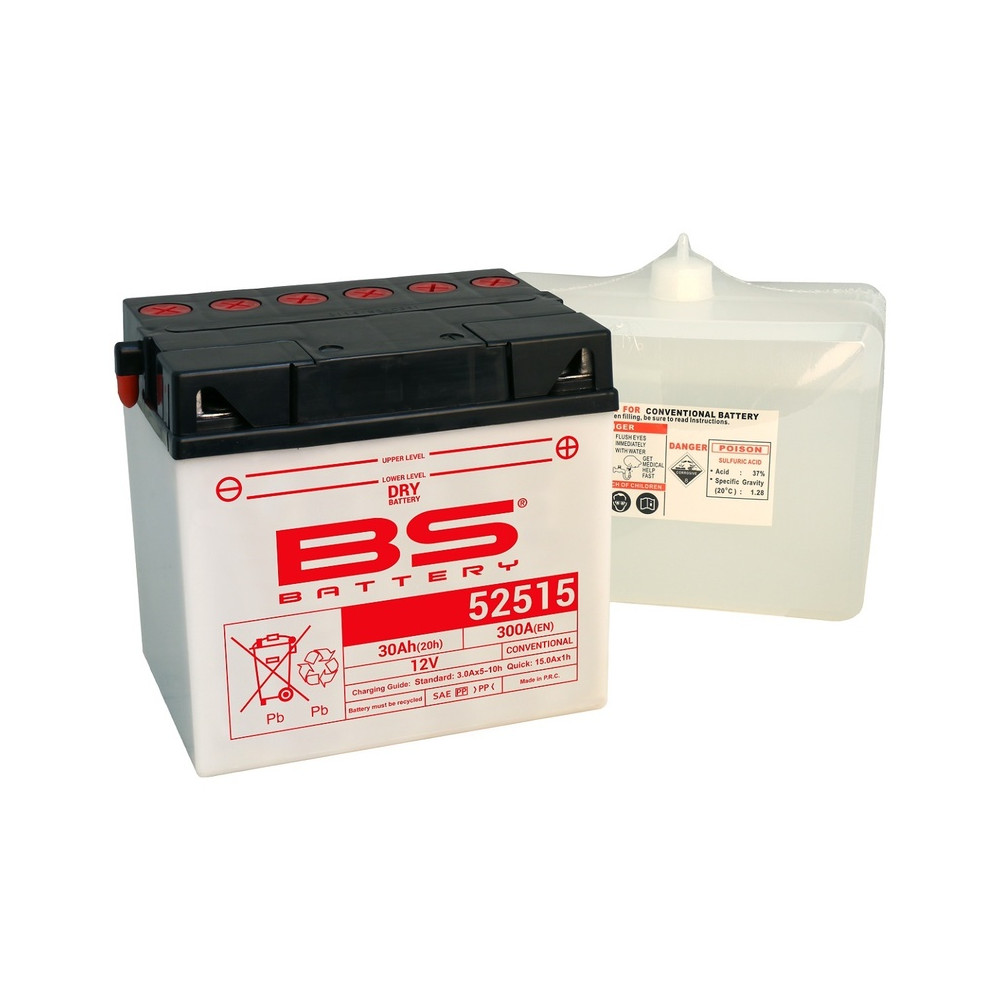 Batterie BS BATTERY conventionnelle avec pack acide - 52515 (B60N30L-A)