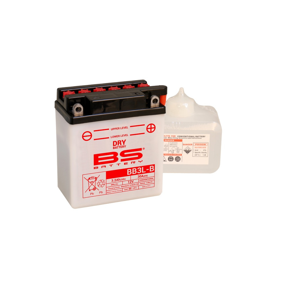 Batterie BS BATTERY Haute-performance avec pack acide - BB3L-B