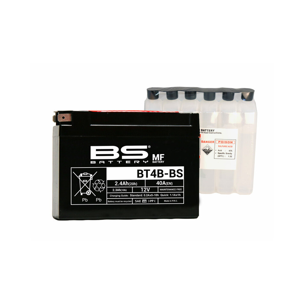 Batterie BS BATTERY Sans entretien avec pack acide - BT4B