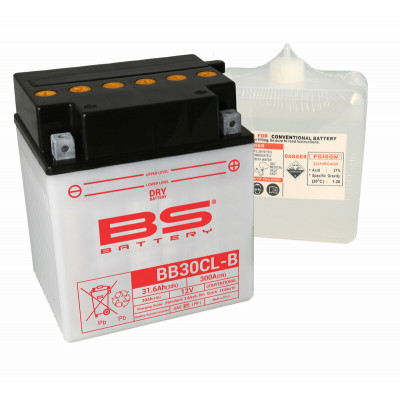 Batterie BS BATTERY Haute-performance avec pack acide - BB30CL-B