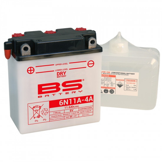 Batterie BS BATTERY conventionnelle avec pack acide - 6N11A-4A