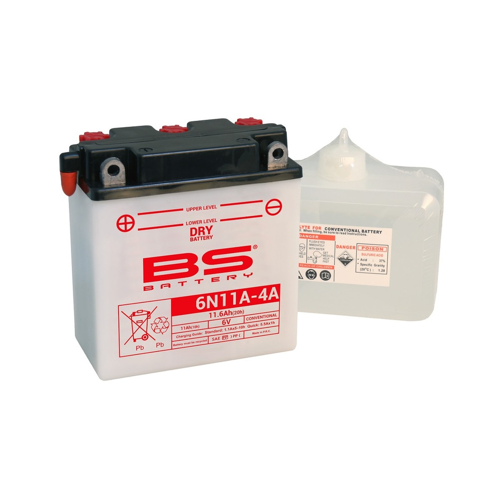 Batterie BS BATTERY conventionnelle avec pack acide - 6N11A-4A