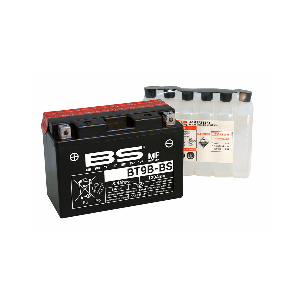 Batterie BS BATTERY Sans entretien avec pack acide - BT9B