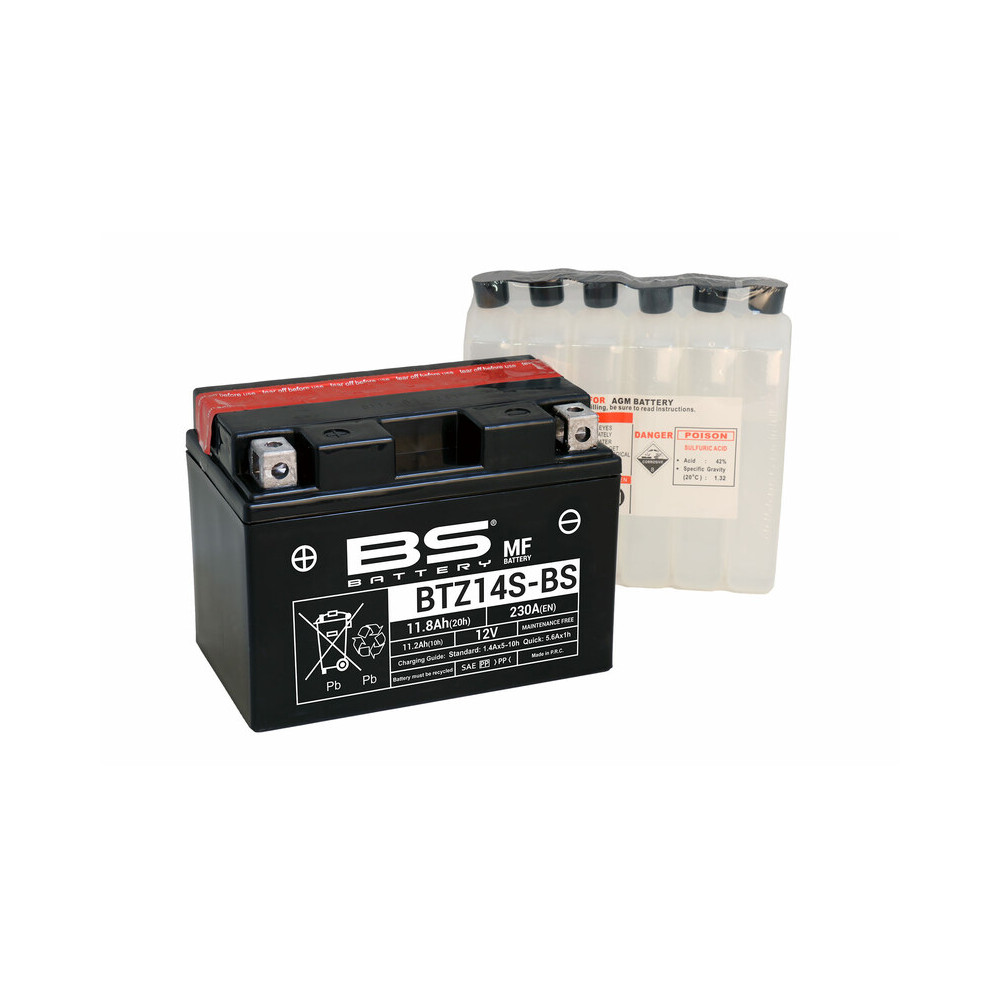 Batterie BS BATTERY Sans entretien avec pack acide - BTZ14S-BS