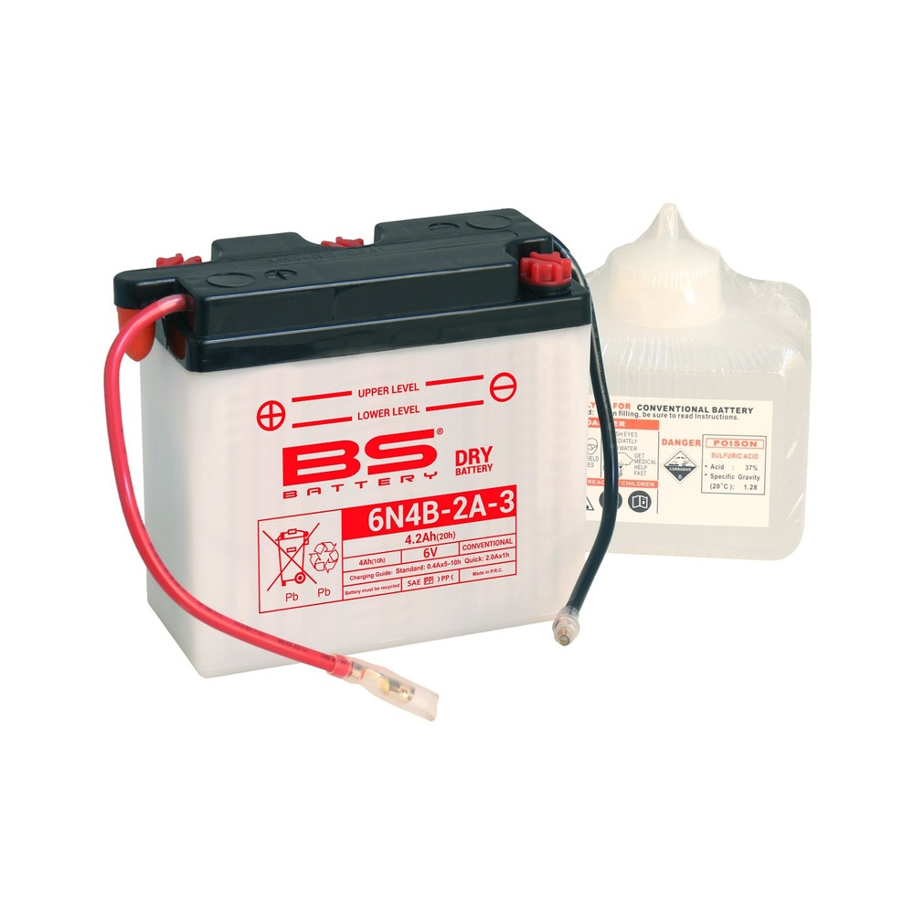 Batterie BS BATTERY conventionnelle avec pack acide - 6N4B-2A-3